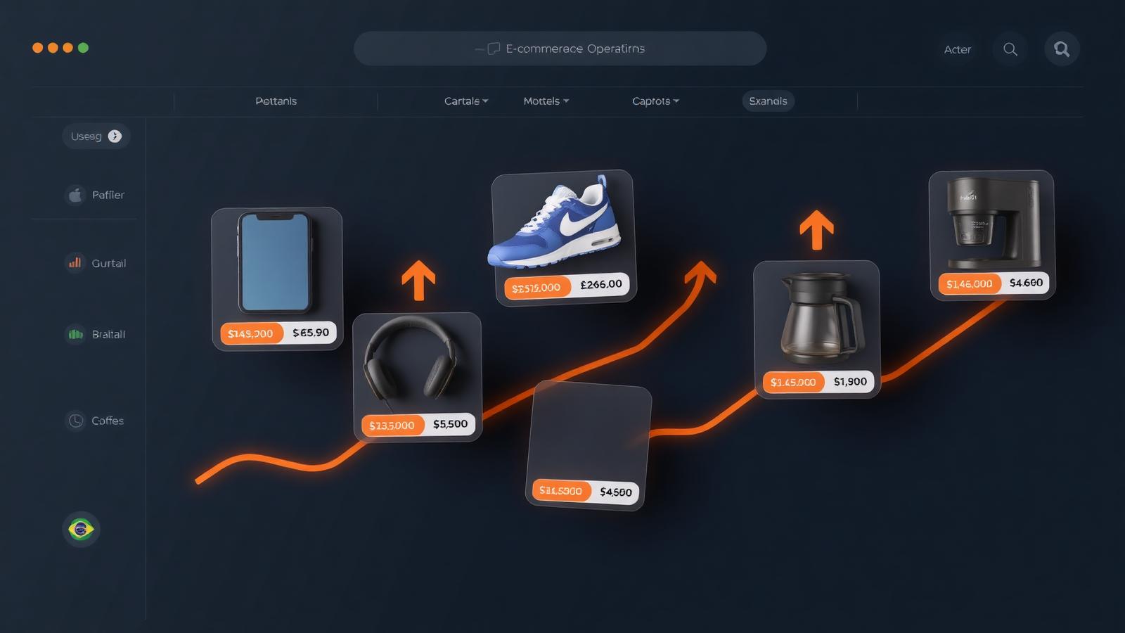 Painel de gestão de dropshipping com produtos e margens de lucro